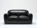 Canapé 2 places - Cuir - 158 x 88 x 84 cm - Noir - Style classique