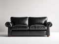 Canapé 2 places - Cuir-Bois - 178 x 94 x 86 cm - Noir - Style classique