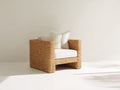 Fauteuil en rotin - Rotin-Tissu - 84 x 82 x 78 cm - Miel-Écru - Style minimaliste