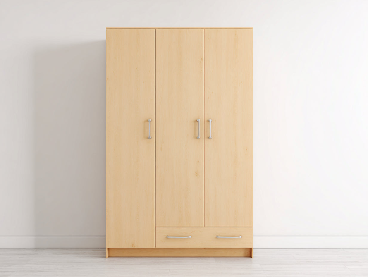 Armoire - Bois-panneaux de particules-métal - 150 x 55 x 200 cm - Bois clair - Style moderne