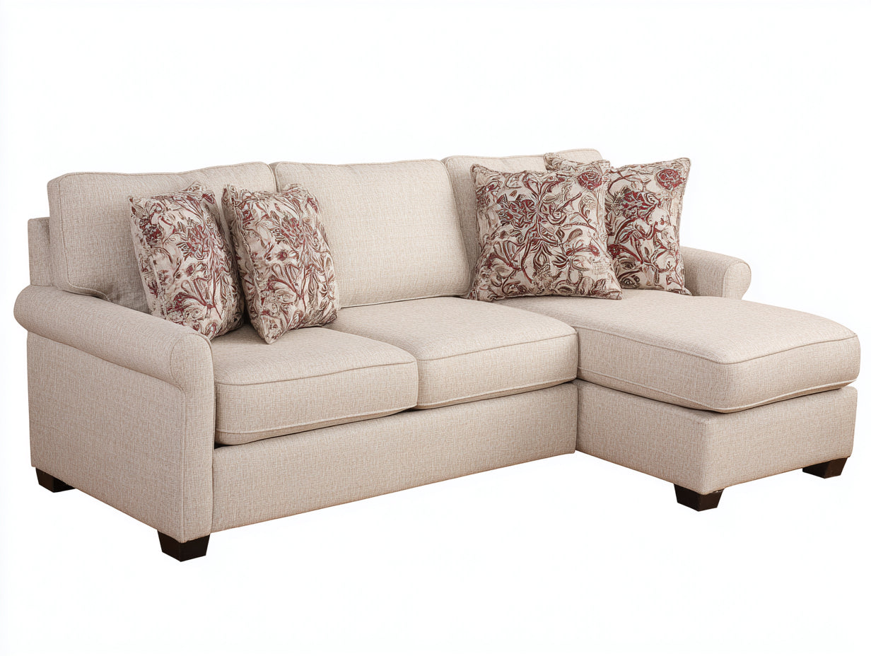 Canapé d'angle - Tissu - 244 x 160 x 92 cm - Beige - Style contemporain