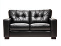 Canapé 2 places - Cuir-Bois - 186 x 97 x 87 cm - Noir - Style classique