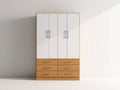 Armoire - Bois-panneaux de particules-métal - 160 x 55 x 200 cm - Blanc-Bois clair - Style moderne