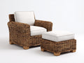 Fauteuil en rotin - Rotin-Tissu-Bois - 94 x 88 x 86 cm - Brun naturel-Ivoire - Style rustique