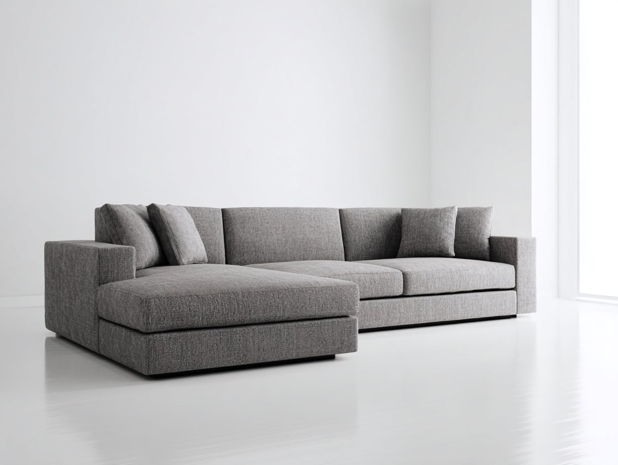Canapé d'angle - Tissu - 330 x 180 x 85 cm - Gris - Style contemporain