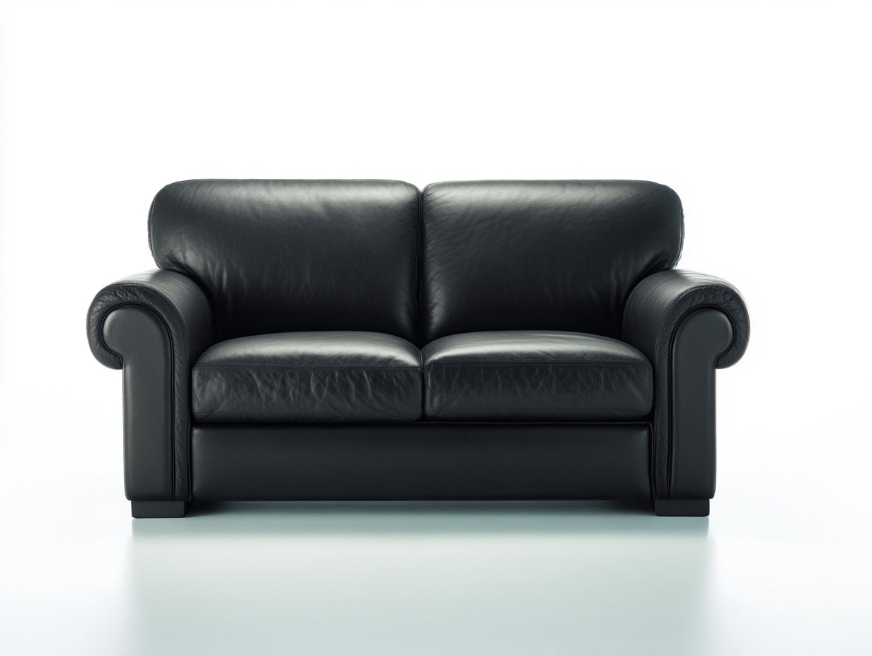 Canapé 2 places - Cuir - 176 x 94 x 86 cm - Noir - Style classique