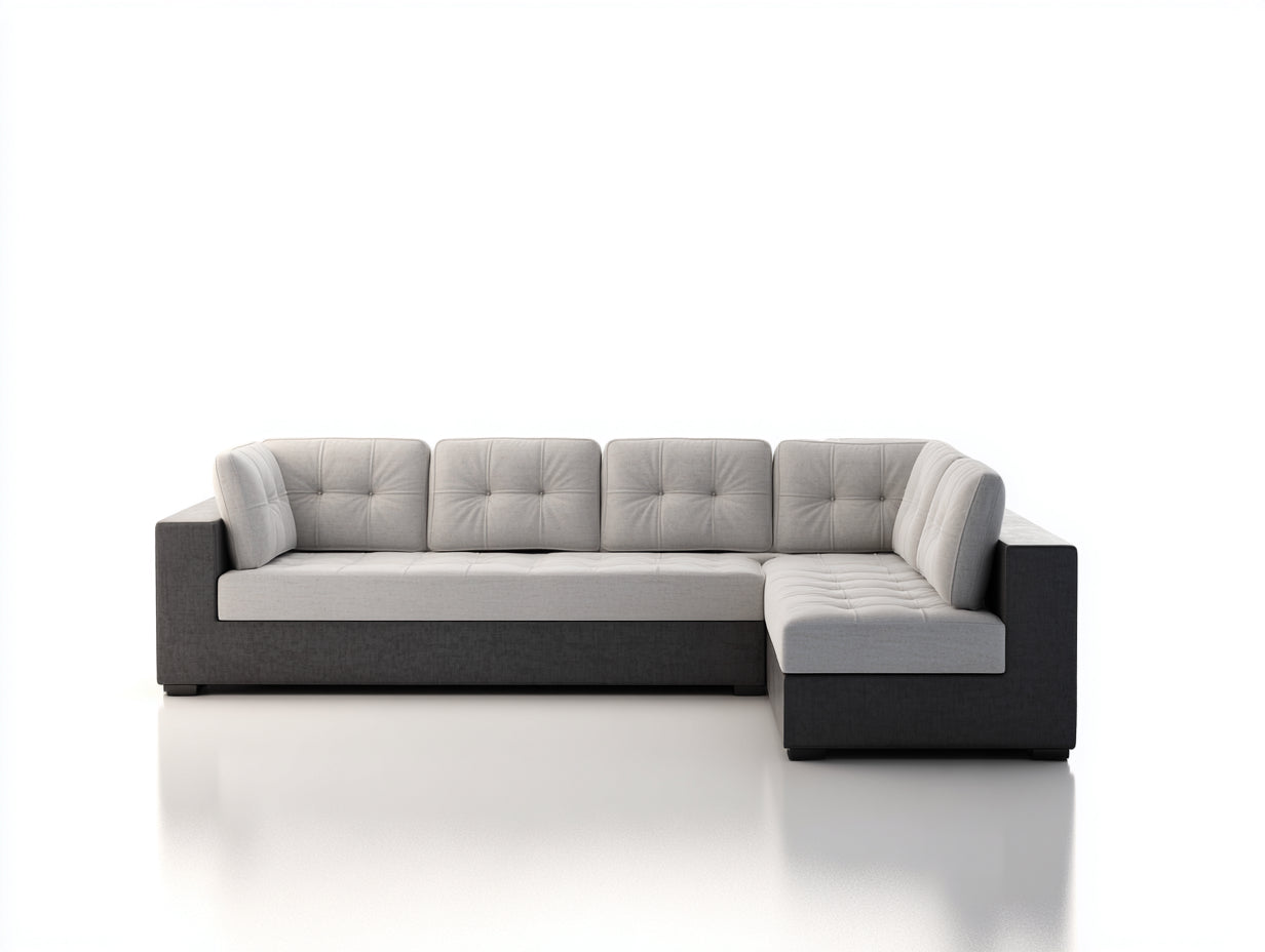 Canapé d'angle - Tissu - 320 x 180 x 90 cm - Gris clair-Gris foncé - Style moderne