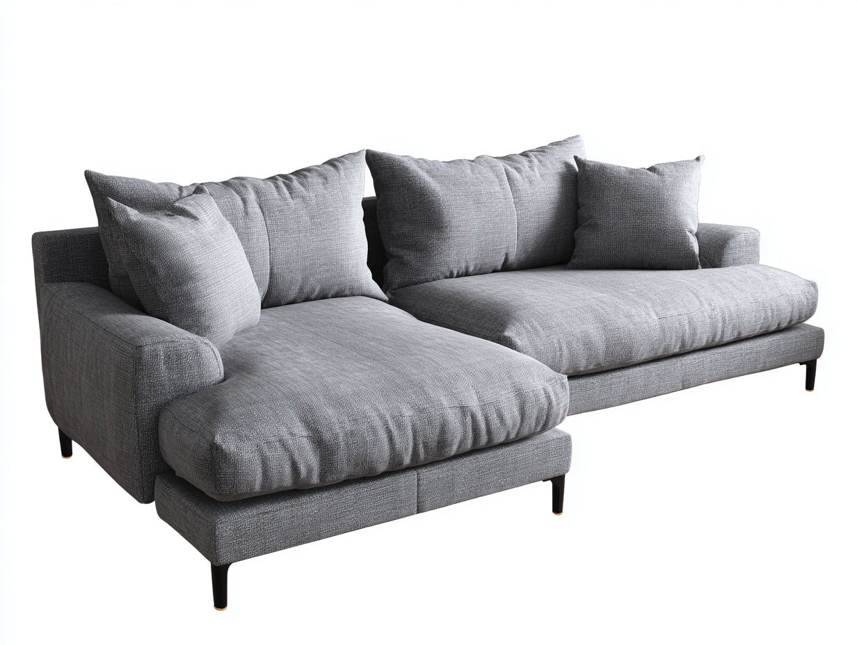 Canapé d'angle - Tissu - 300 x 170 x 86 cm - Gris - Style contemporain
