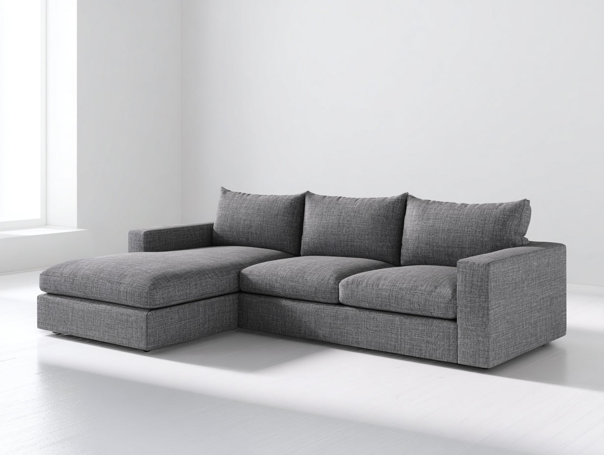 Canapé d'angle - Tissu - 300 x 170 x 85 cm - Gris - Style contemporain