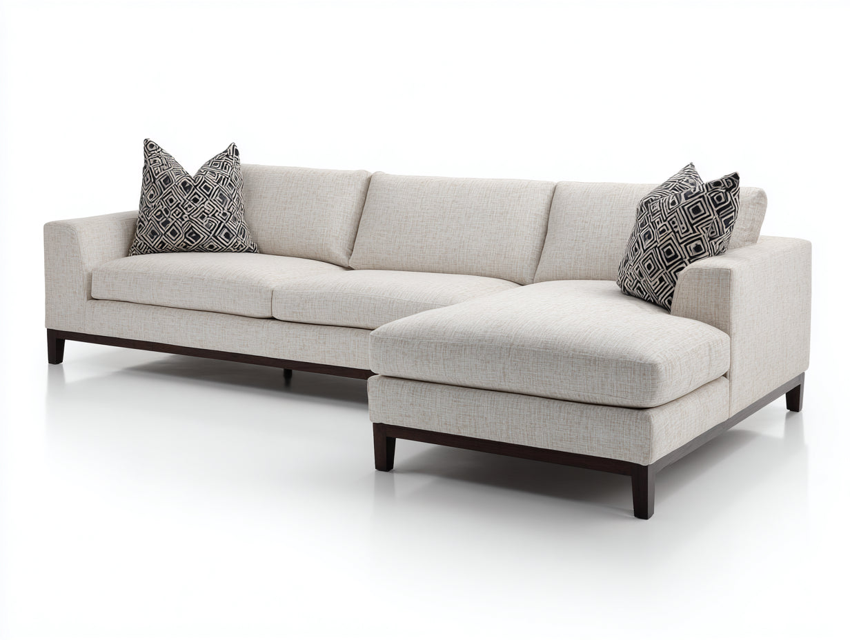 Canapé d'angle - Tissu - 285 x 170 x 88 cm - Beige - Style contemporain