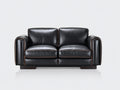 Canapé 2 places - Cuir-Bois - 175 x 93 x 84 cm - Noir - Style contemporain