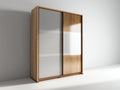 Armoire - Panneaux de particules-verre-métal - 180 x 60 x 210 cm - Bois clair-gris - Style moderne