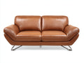 Canapé 2 places - Cuir-Métal - 192 x 96 x 82 cm - Marron - Style moderne