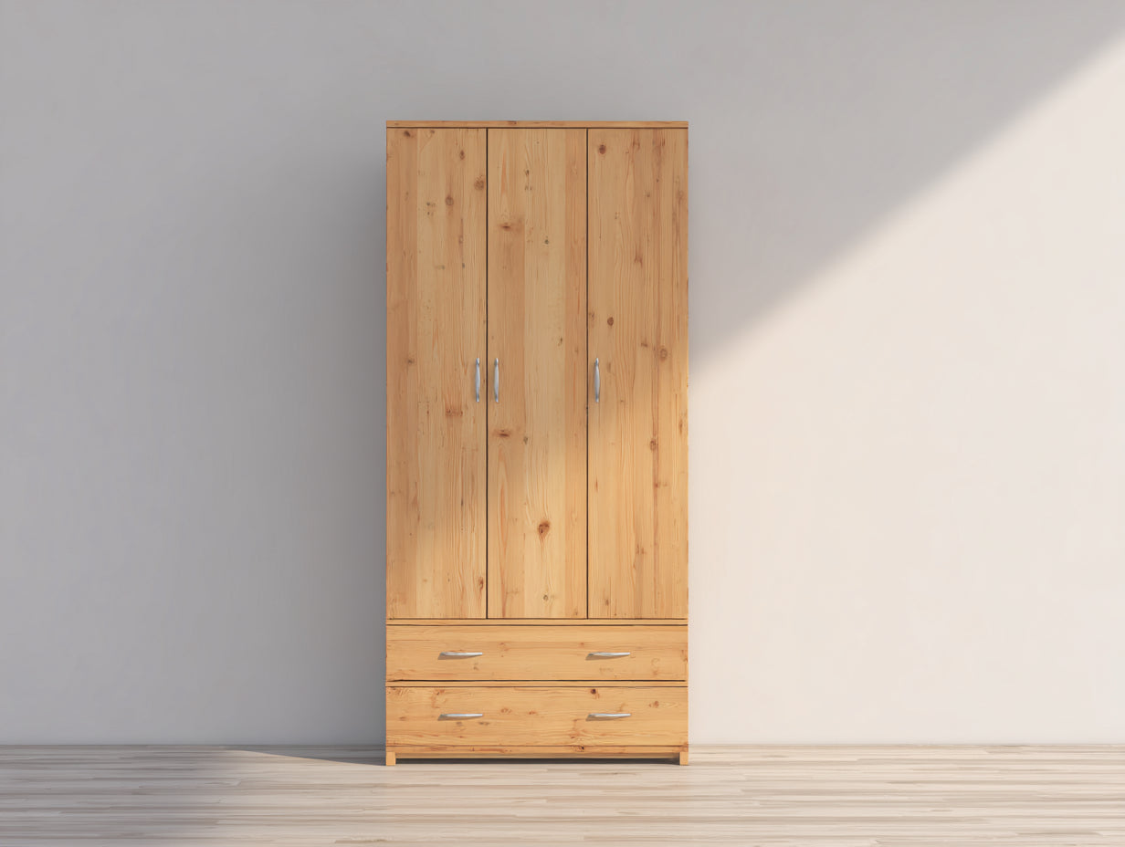 Armoire - Bois-panneaux de particules-métal - 120 x 55 x 200 cm - Bois clair - Style naturel