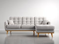 Canapé d'angle - Tissu-Bois - 305 x 175 x 90 cm - Beige - Style scandinave