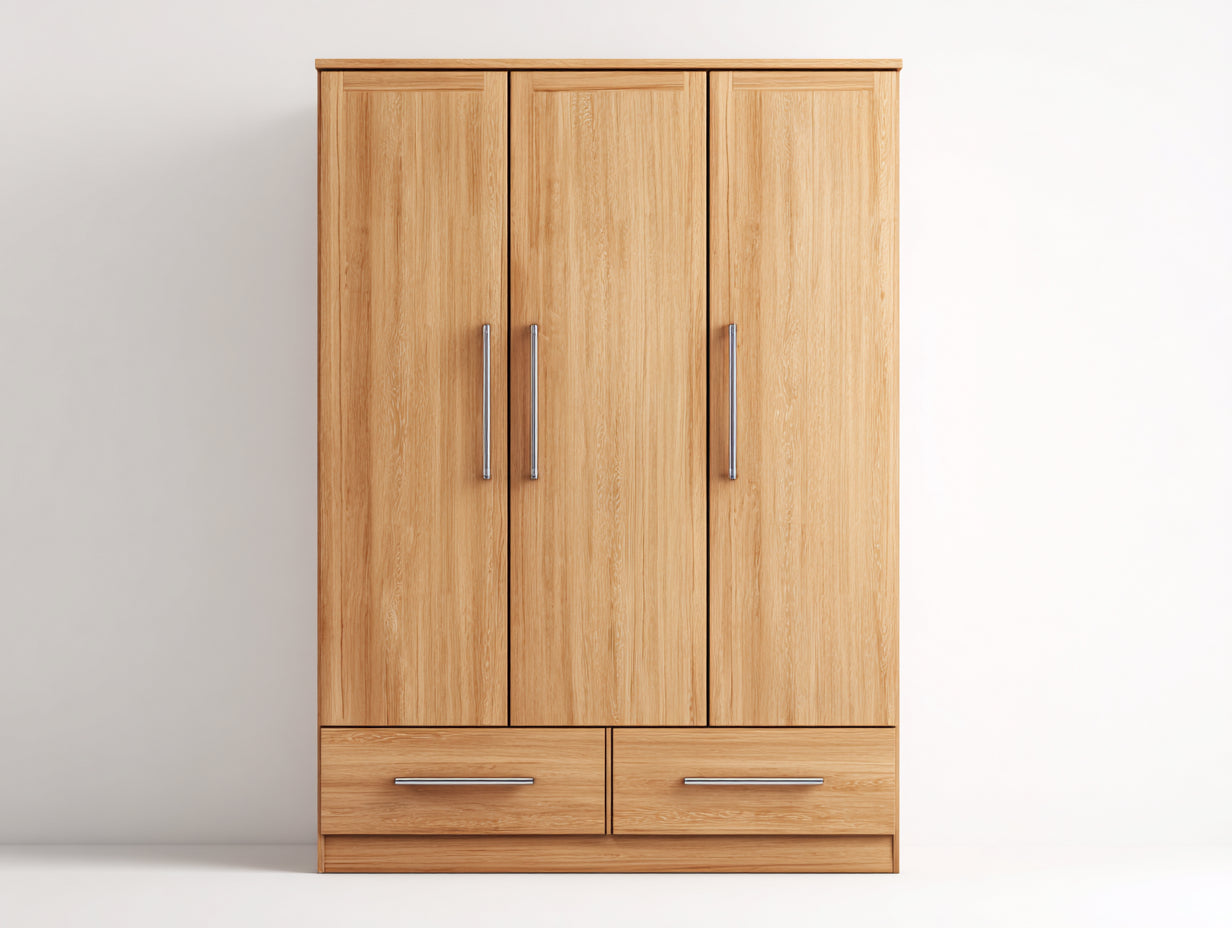 Armoire - Bois-panneaux de particules-métal - 160 x 55 x 200 cm - Bois clair - Style naturel