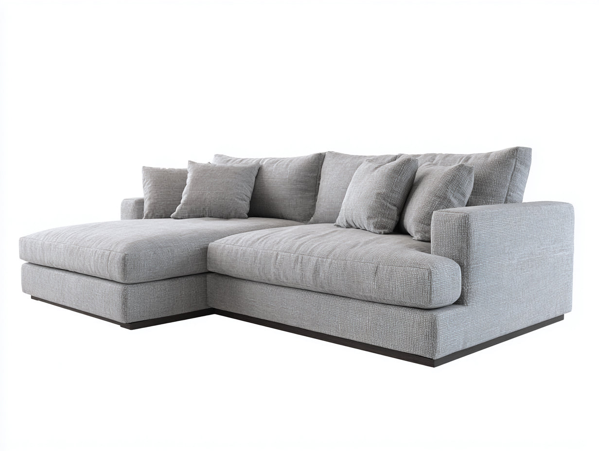 Canapé d'angle - Tissu - 310 x 180 x 86 cm - Gris clair - Style moderne