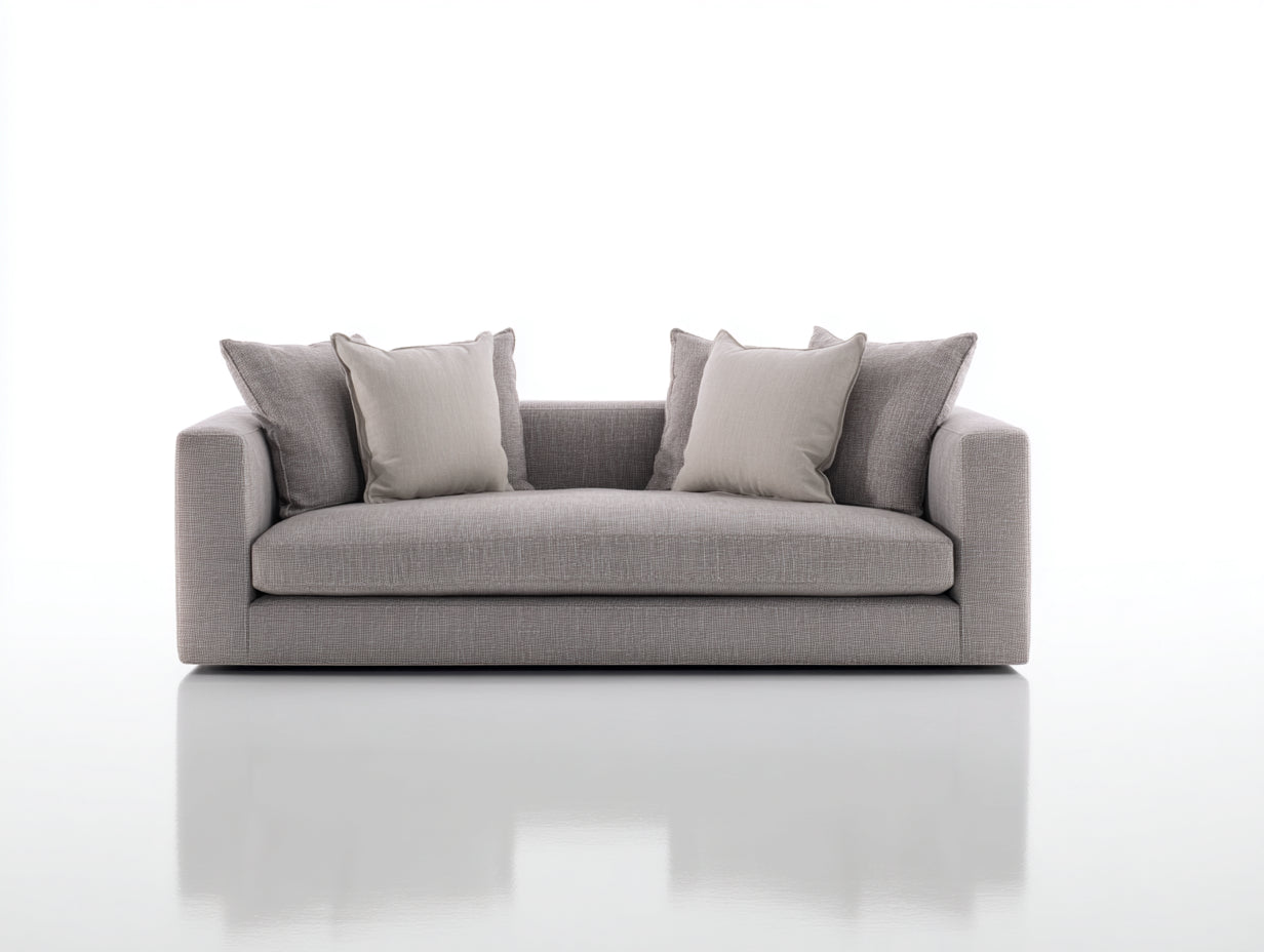 Canapé 2 places - Tissu - 170 x 90 x 75 cm - Gris clair - Style moderne