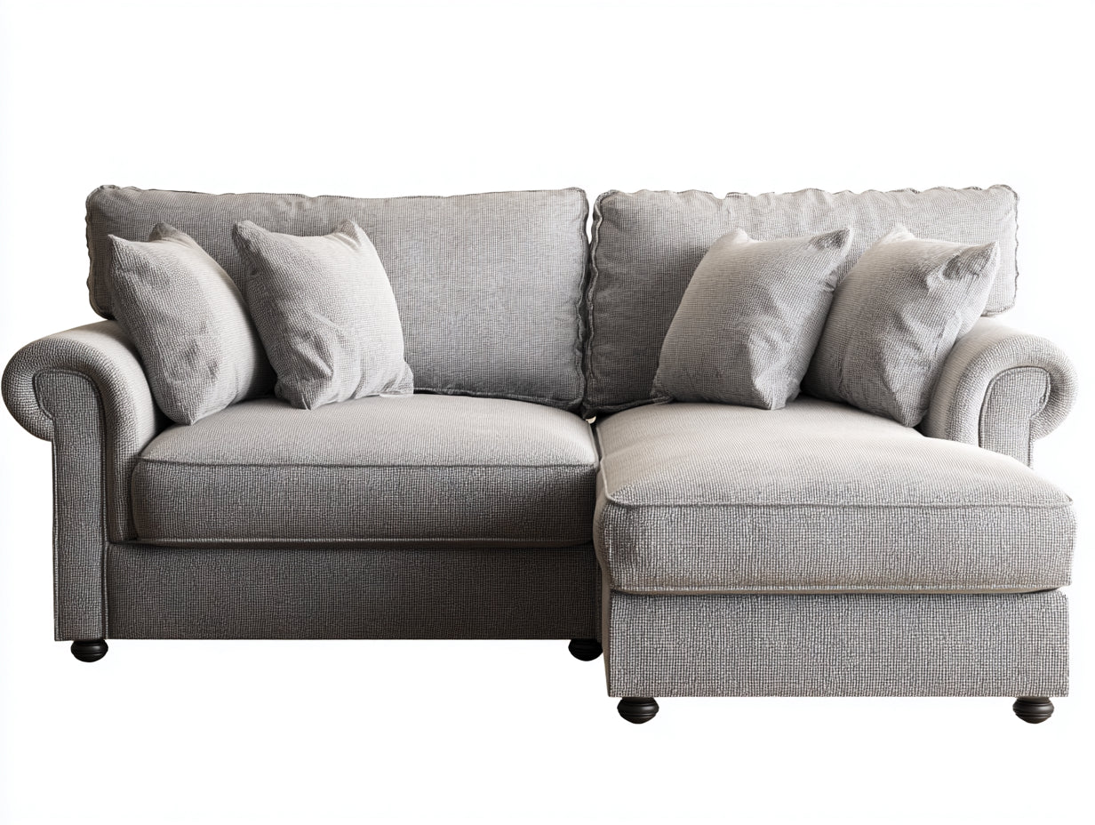 Canapé d'angle - Tissu - 280 x 170 x 90 cm - Gris clair - Style classique