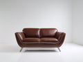 Canapé 2 places - Cuir-Métal - 178 x 92 x 80 cm - Marron - Style moderne