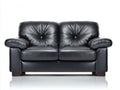 Canapé 2 places - Cuir-Bois - 184 x 96 x 88 cm - Noir - Style classique