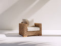 Fauteuil en rotin - Rotin-Tissu-Bois - 90 x 85 x 82 cm - Brun naturel-Ivoire - Style chaleureux