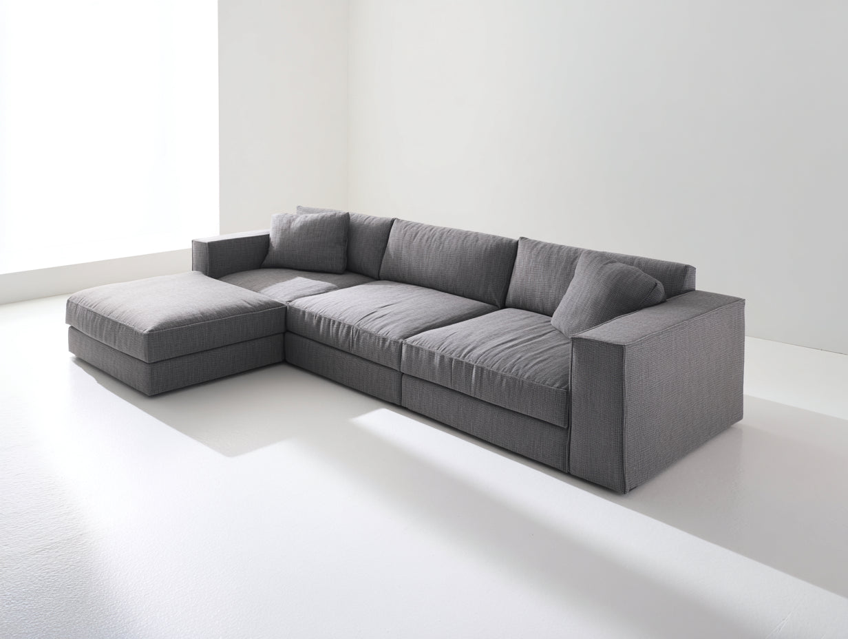 Canapé d'angle - Tissu - 320 x 190 x 85 cm - Gris - Style contemporain