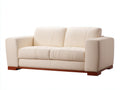 Canapé 2 places - Similicuir-Bois - 190 x 95 x 82 cm - Blanc cassé - Style contemporain